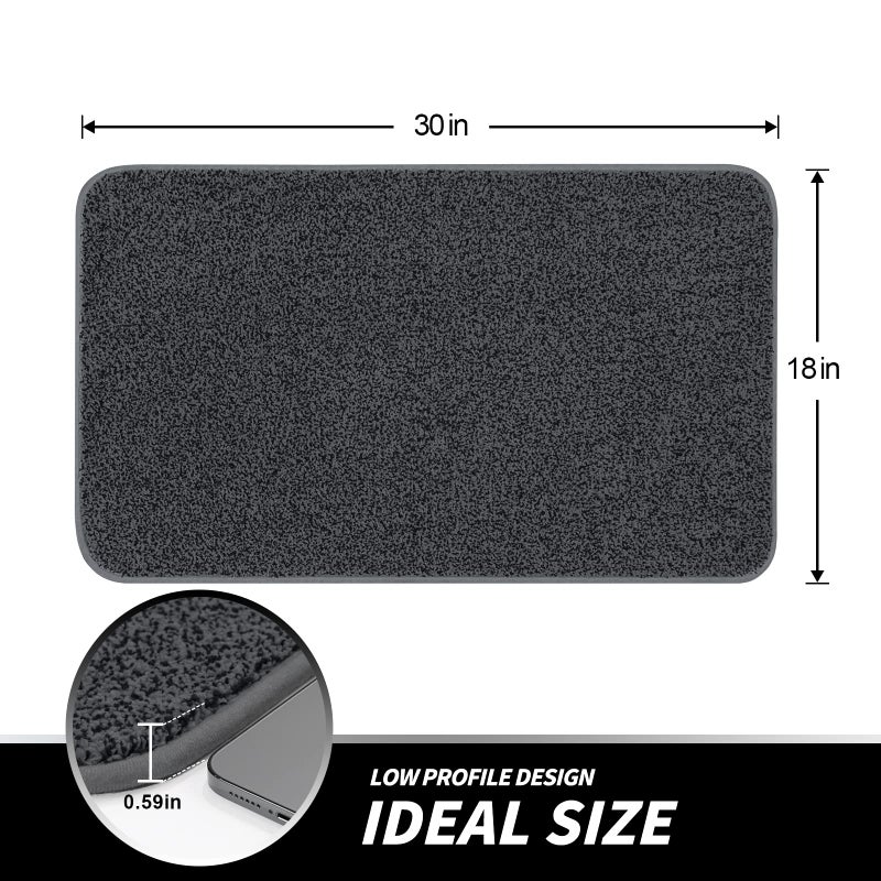 LINLA Indoor Doormat, Super Absorbs Mud Mat, Washable Non-Slip Rubber Backing Clean Door Mat for Doorways Inside Dirt Trapper Mats Shoes Scraper, 18x30 Inches Dark Gray - Image 4